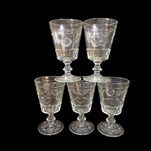 Versailles Tasting Water Wine Glasses La Rochere Set Of 5 Clear Embossed Glasses